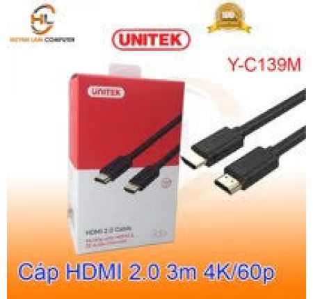 Cable HDMI 2.0 Unitek 3m YC 139 4k