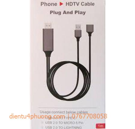 CÁP HDMI 1080P HDTV 3IN1 (Lighting/Type-C/Micro USB)