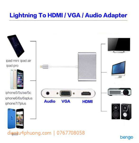 Cáp chuyển Lightning to HDMI/VGA/Audio Adapter