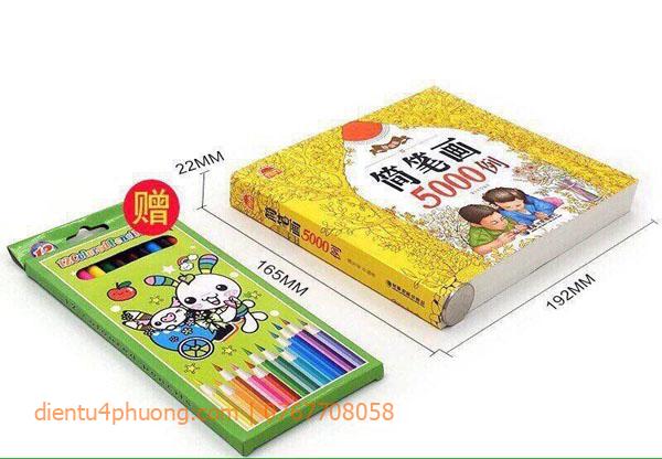 Bán buôn sách tập tô 5000 hình kèm 12 bút chì màu cho bé